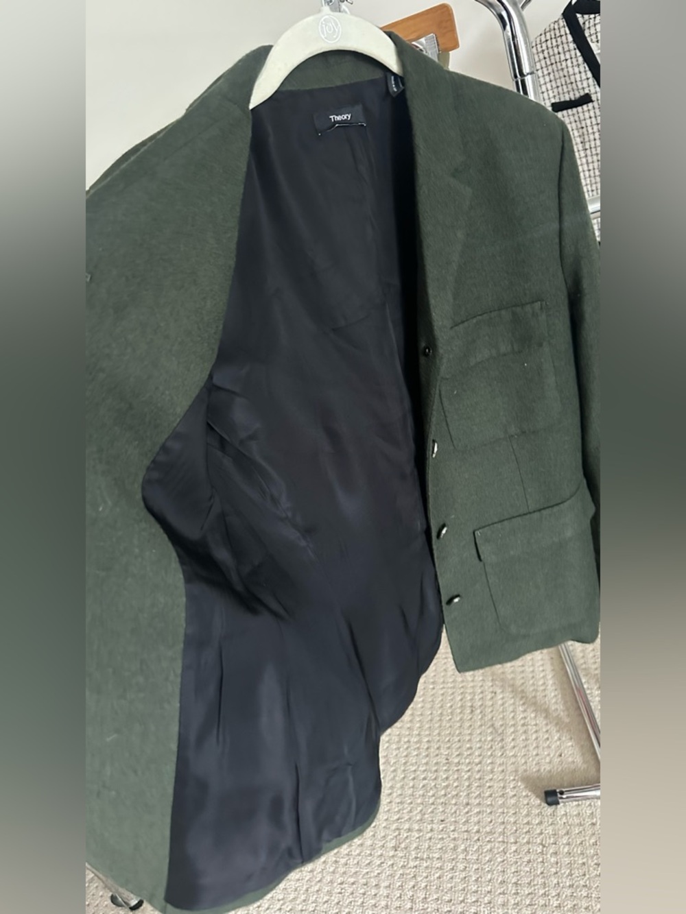 Theory Military Jacket, Size 4, Hunter Green Melange, $575 Retail - Picture 2 of 14